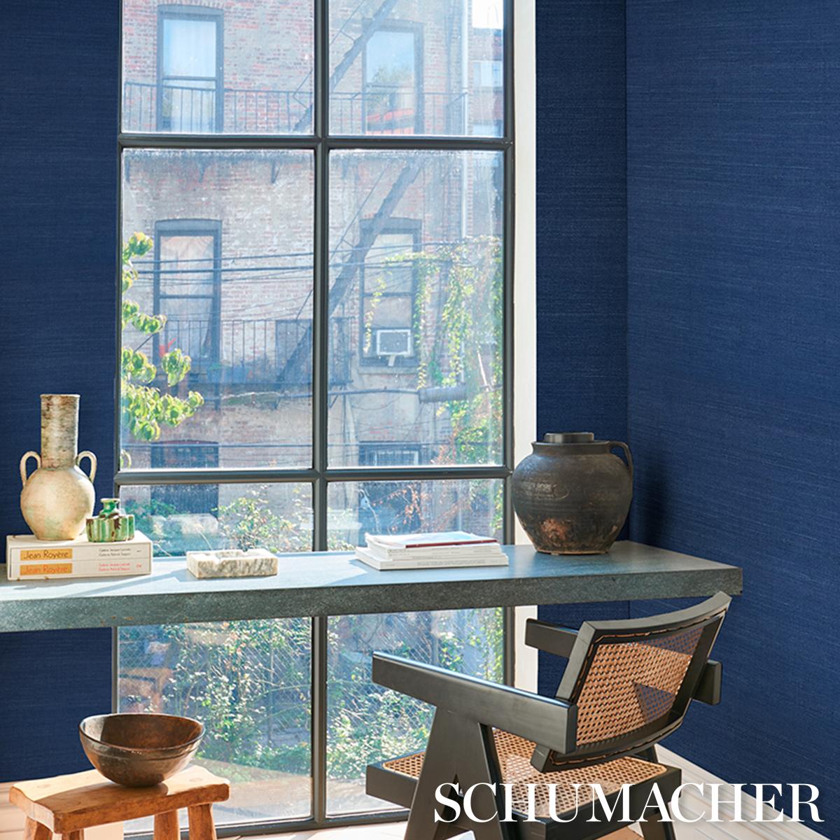Schumacher X Backdrop Haruki Sisal Blue Is The Coolest Color Wallpaper