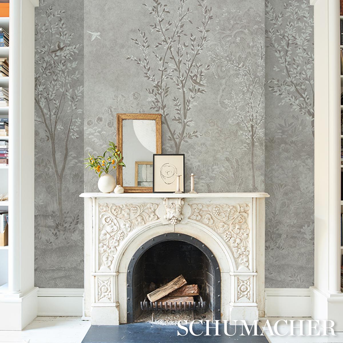 Schumacher Sublime 4 Panel Set Grisaille Wallpaper