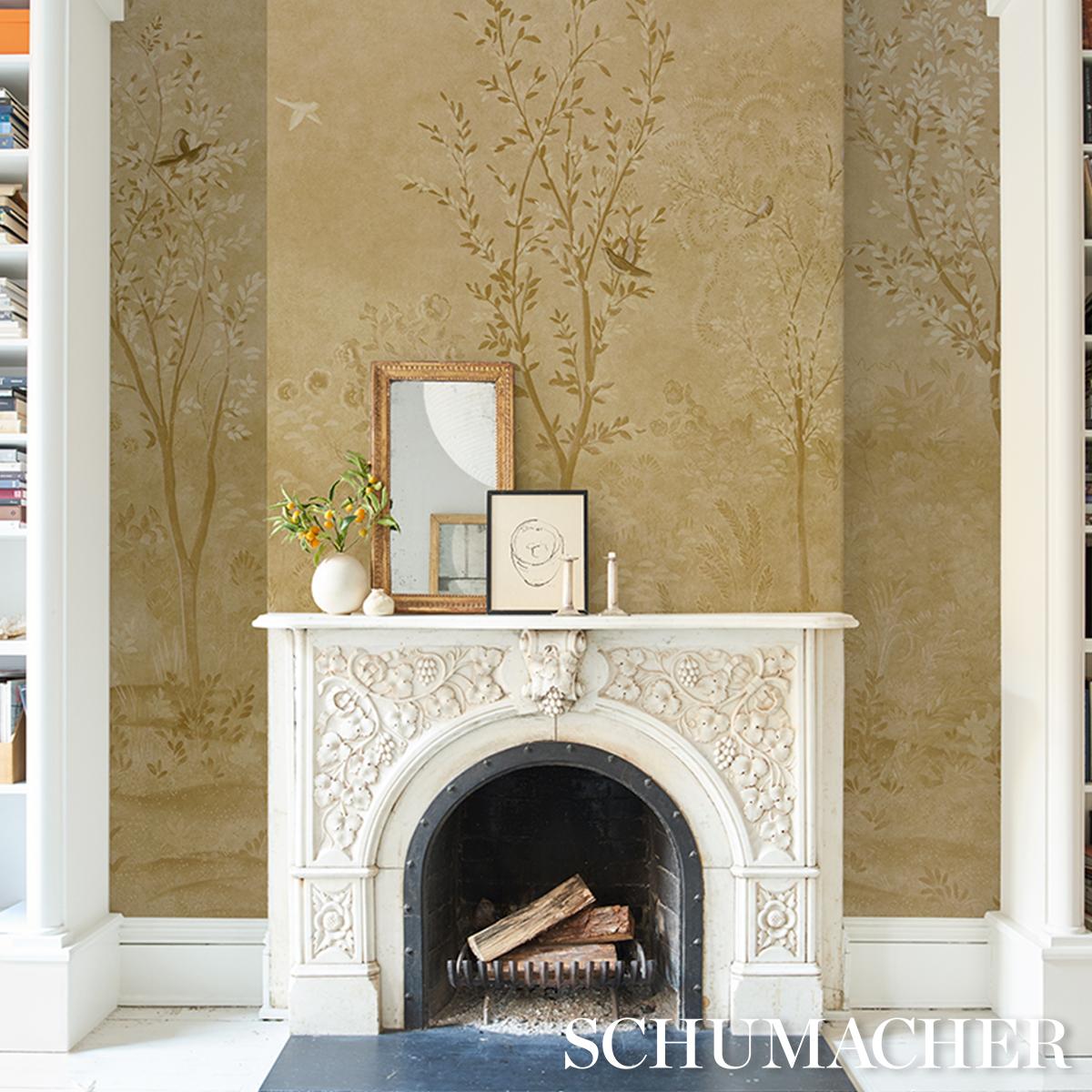 Schumacher Sublime 4 Panel Set Gold Wallpaper