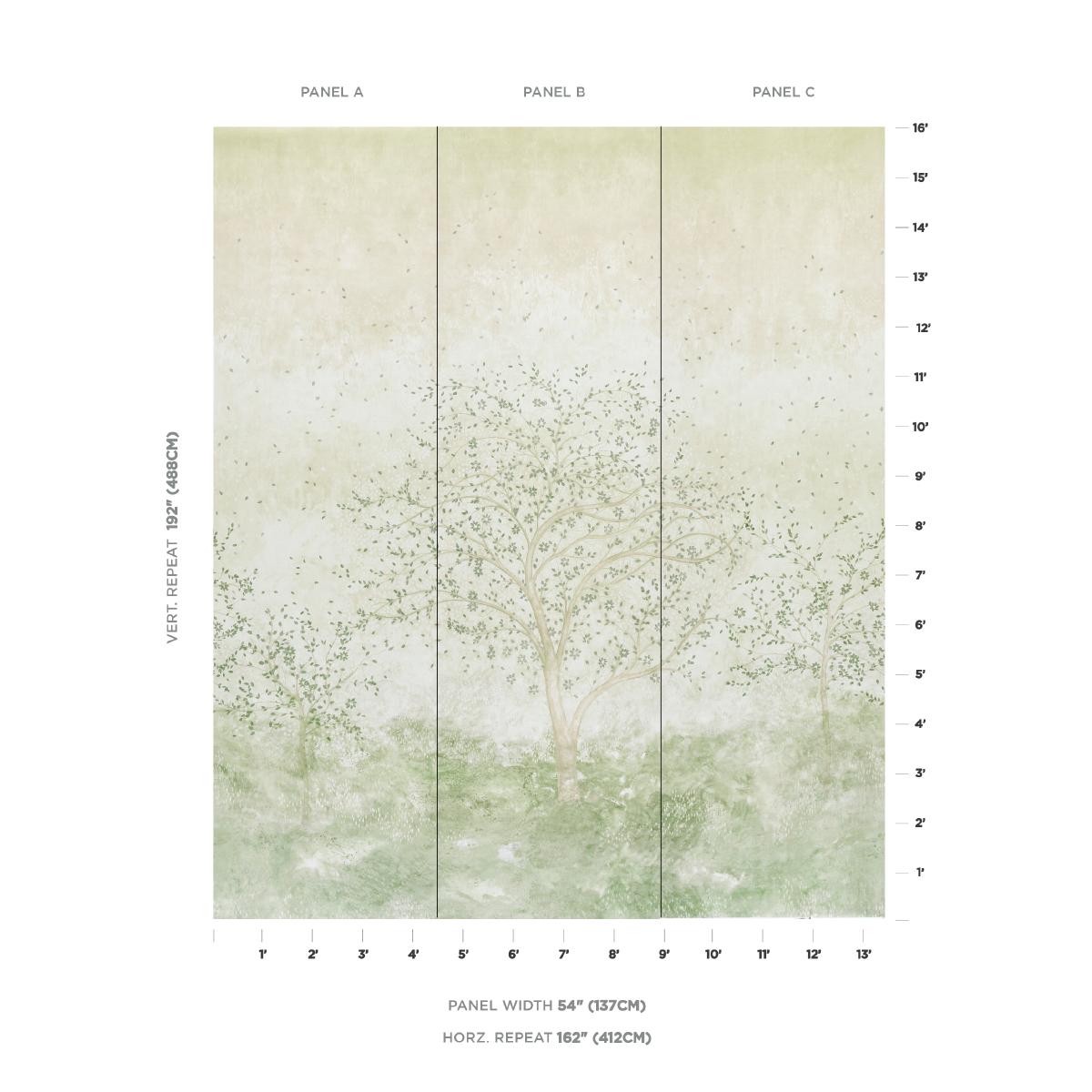 Schumacher Psalm 3 Panel Set Alabaster Wallpaper