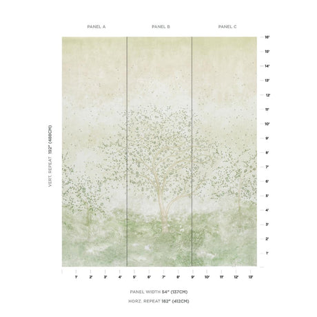 Schumacher Psalm 3 Panel Set Alabaster Wallpaper