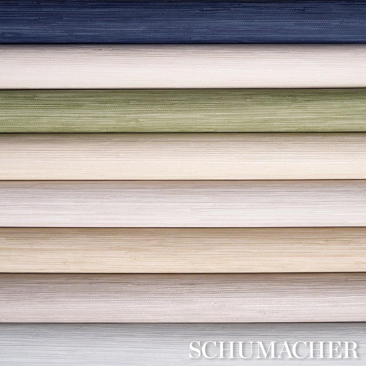 Schumacher Horizon Grasscloth Vinyl Leaf Wallpaper