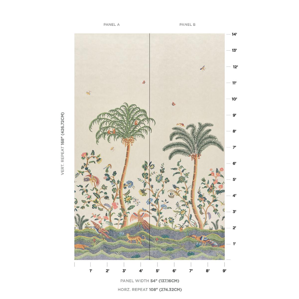 Schumacher Spotswood Crewel 2 Panel Set Multi Wallpaper