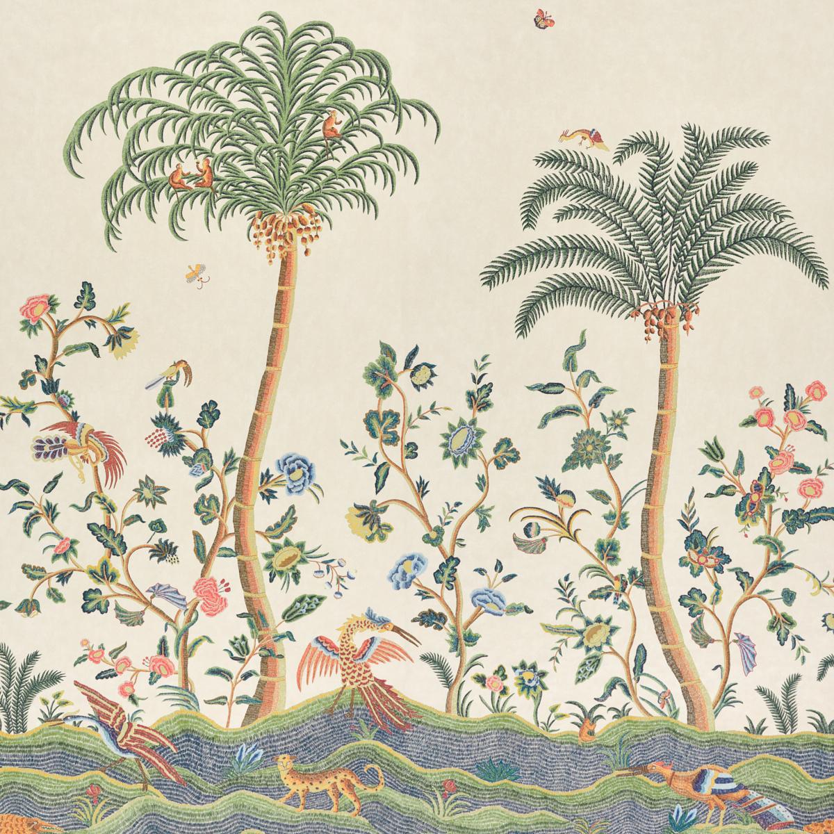 Schumacher Spotswood Crewel 2 Panel Set Multi Wallpaper