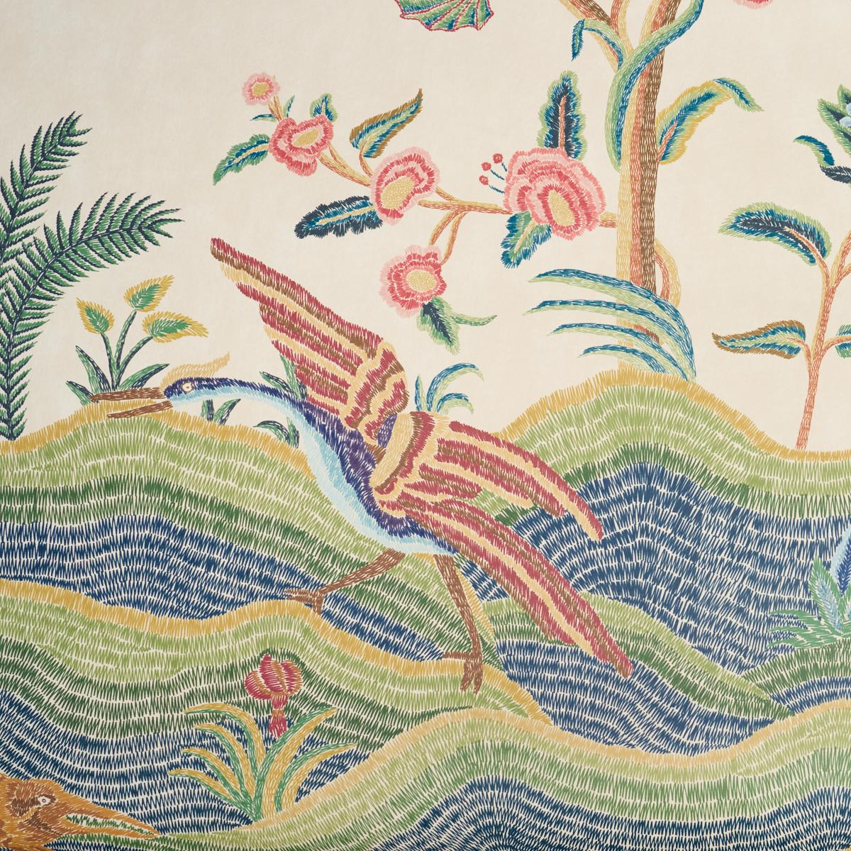 Schumacher Spotswood Crewel 2 Panel Set Multi Wallpaper