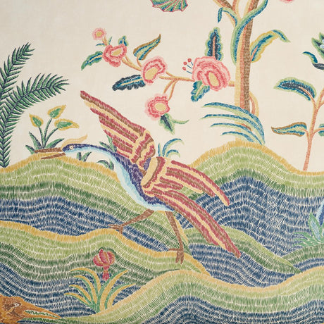 Schumacher Spotswood Crewel 2 Panel Set Multi Wallpaper