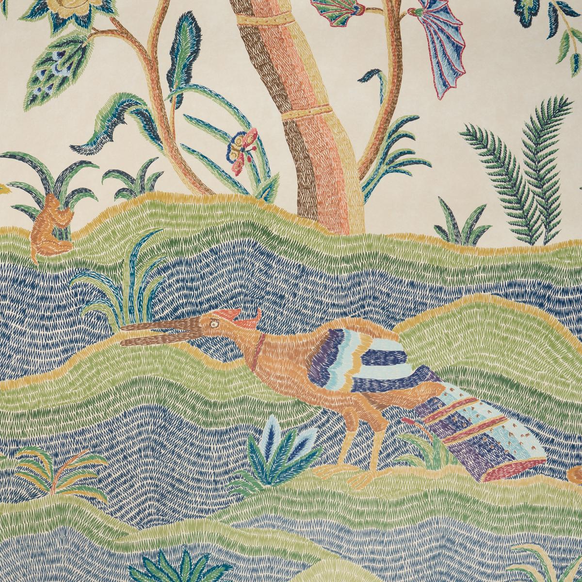 Schumacher Spotswood Crewel 2 Panel Set Multi Wallpaper