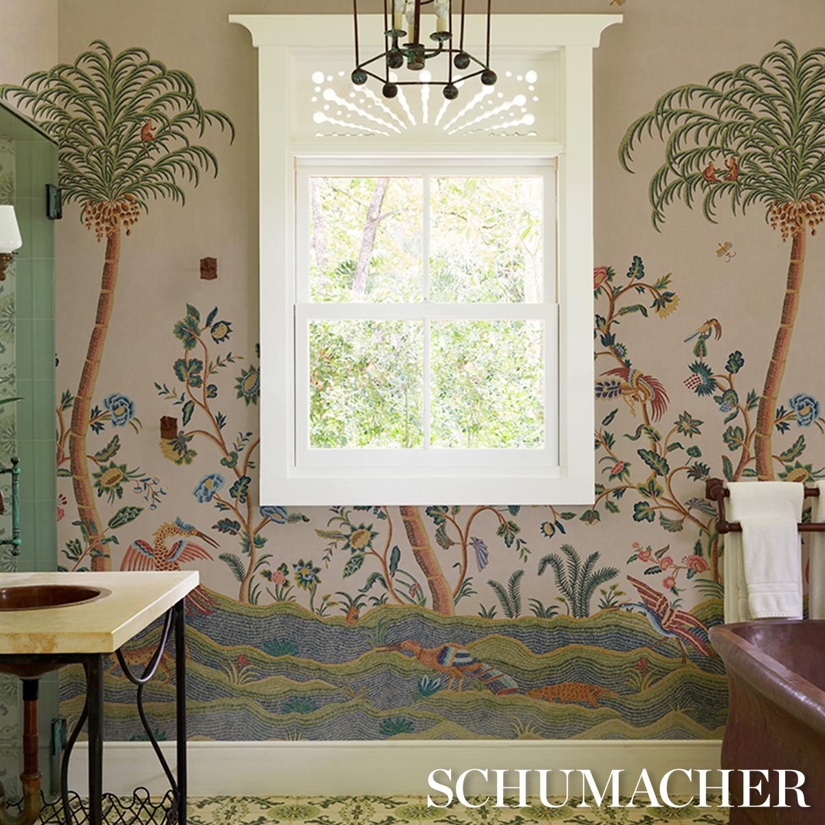Schumacher Spotswood Crewel 2 Panel Set Multi Wallpaper