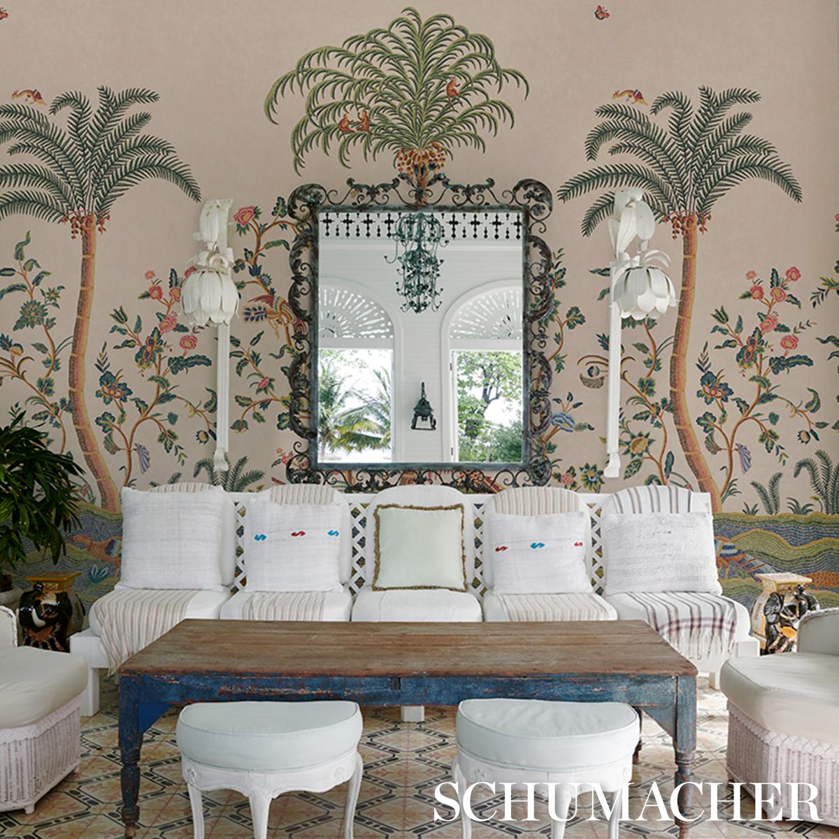 Schumacher Spotswood Crewel 2 Panel Set Multi Wallpaper