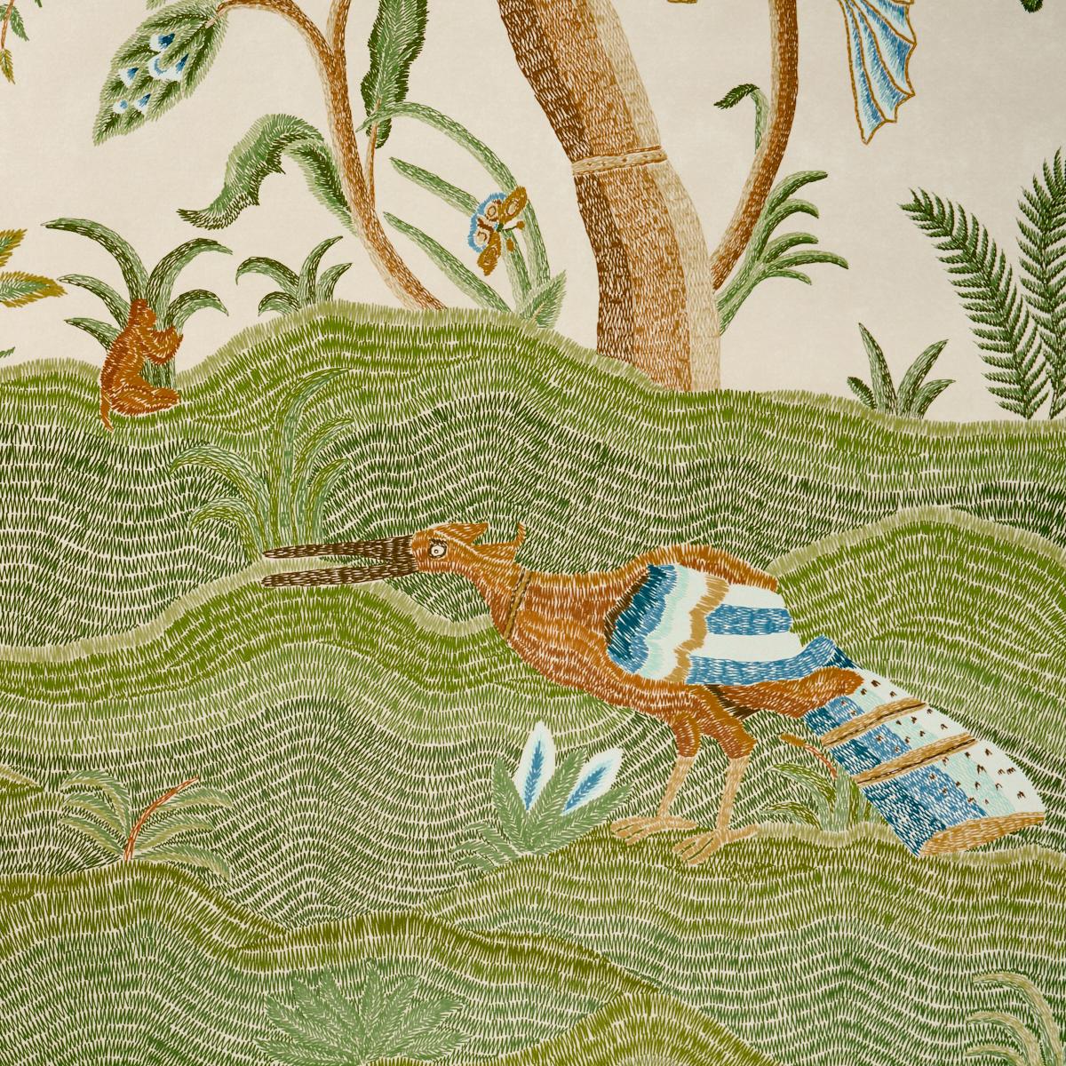 Schumacher Spotswood Crewel 2 Panel Set Sage Wallpaper