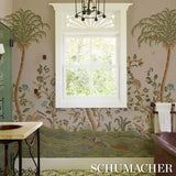 Schumacher Spotswood Crewel 2 Panel Set Sage Wallpaper