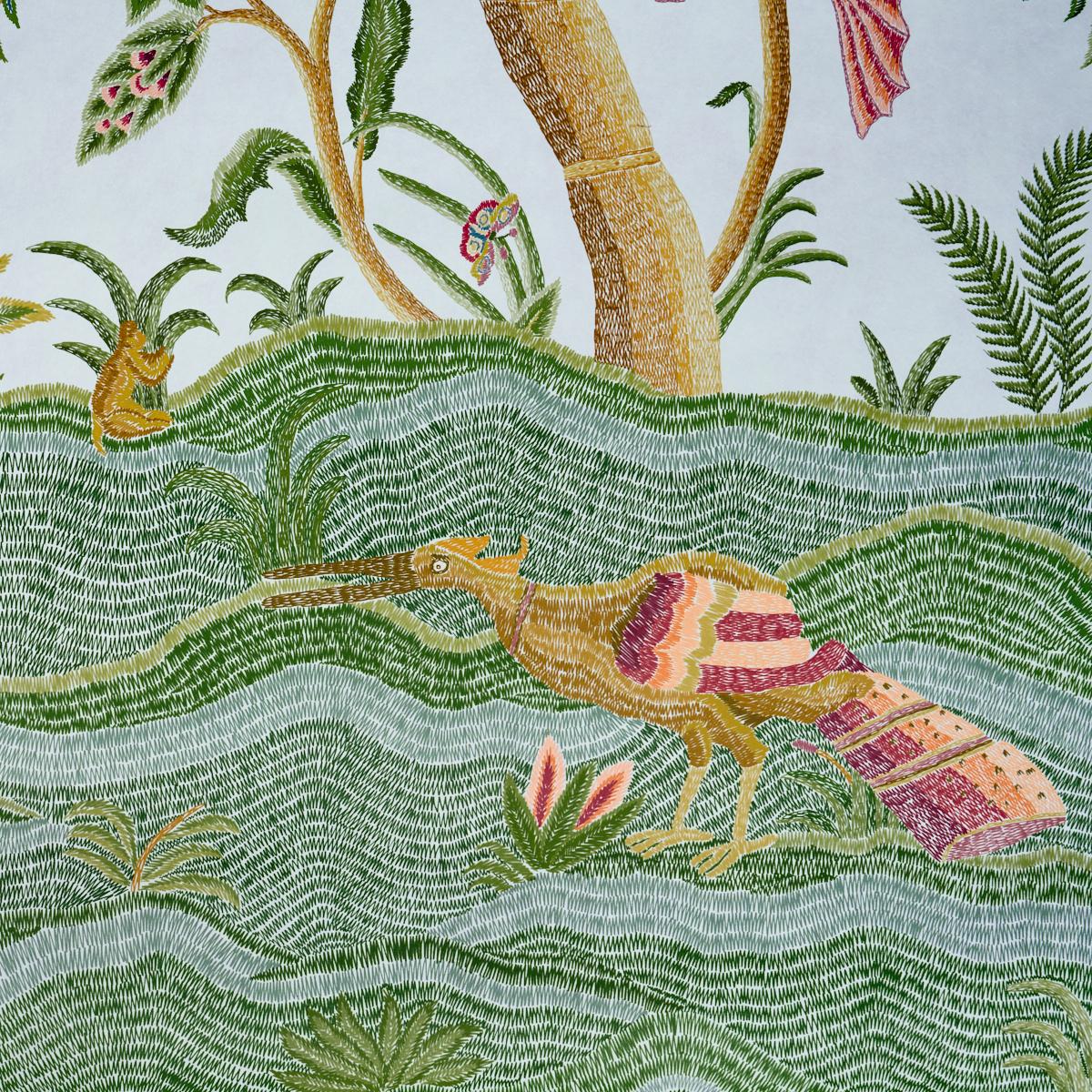 Schumacher Spotswood Crewel 2 Panel Set Sky Wallpaper