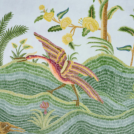 Schumacher Spotswood Crewel 2 Panel Set Sky Wallpaper