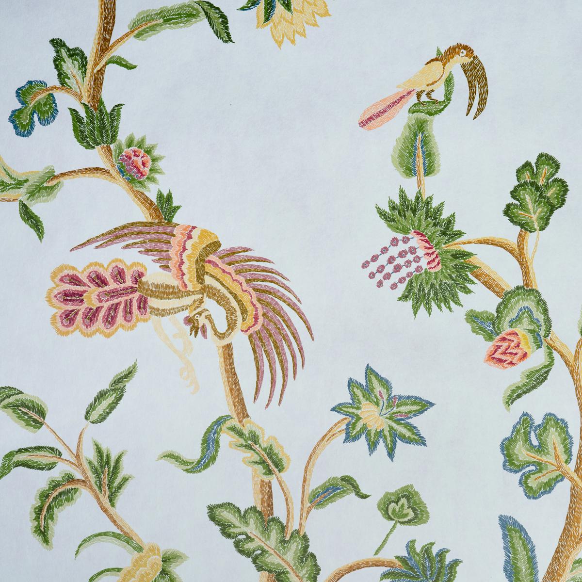 Schumacher Spotswood Crewel 2 Panel Set Sky Wallpaper