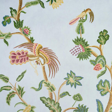 Schumacher Spotswood Crewel 2 Panel Set Sky Wallpaper