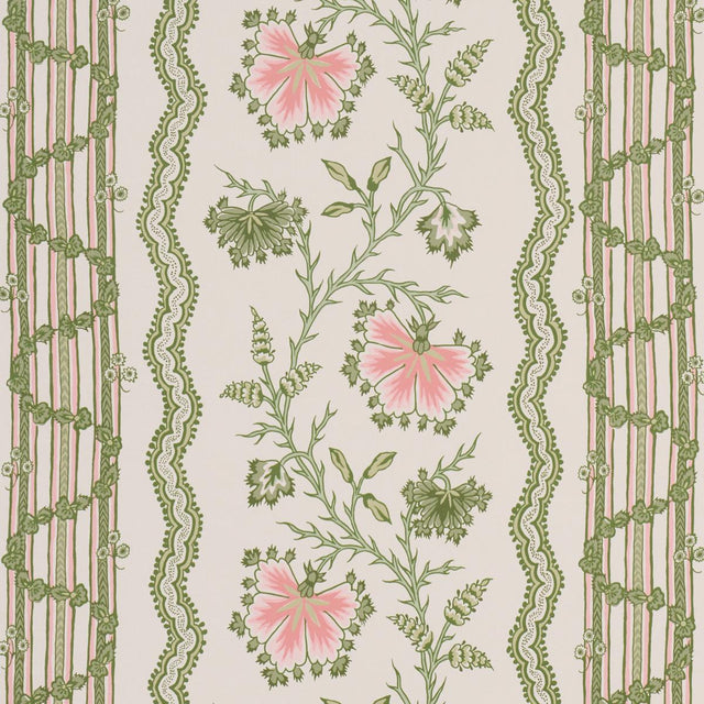 Schumacher Parvati Floral Stripe Petal Wallpaper