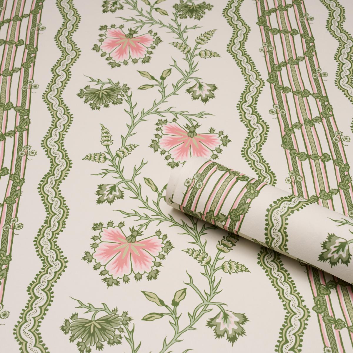 Schumacher Parvati Floral Stripe Petal Wallpaper