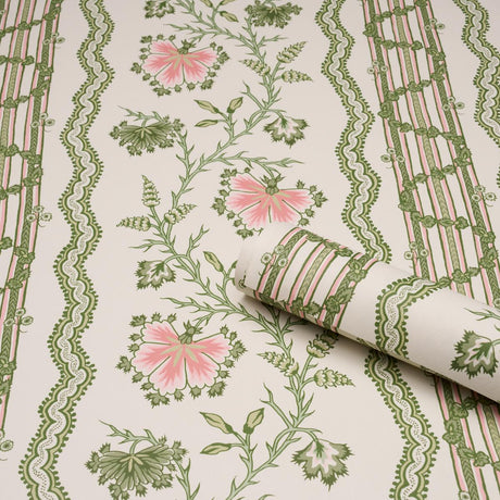 Schumacher Parvati Floral Stripe Petal Wallpaper