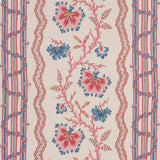 Schumacher Parvati Floral Stripe Vermilion Wallpaper