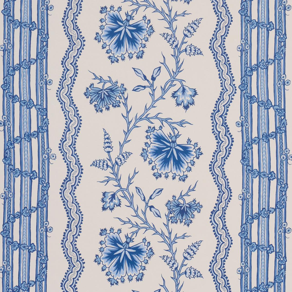 Schumacher Parvati Floral Stripe Delft Wallpaper