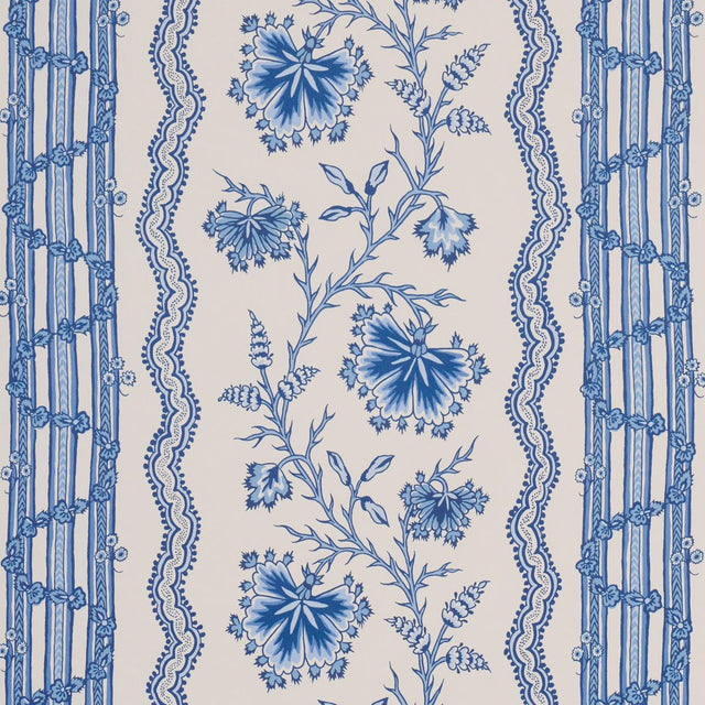 Schumacher Parvati Floral Stripe Delft Wallpaper