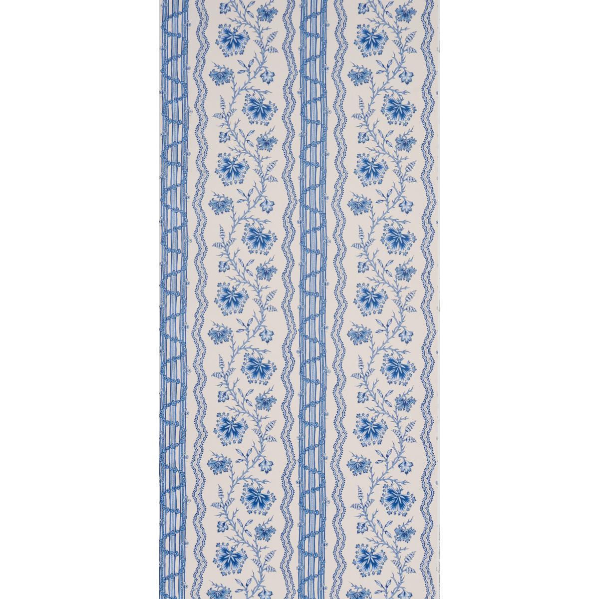 Schumacher Parvati Floral Stripe Delft Wallpaper