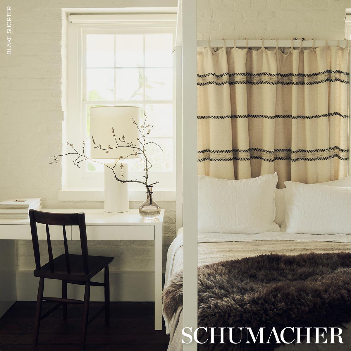 Schumacher Plains Stripe Casement Graphite Fabric