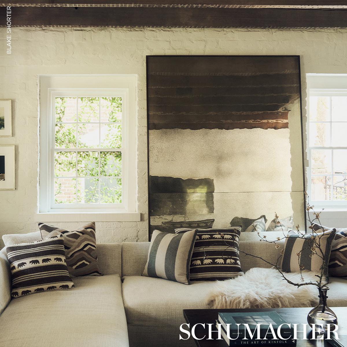Schumacher Hemlock Stripe Graphite Fabric