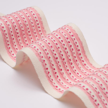 Schumacher Pink Stripe & Dot Hand Block Trim