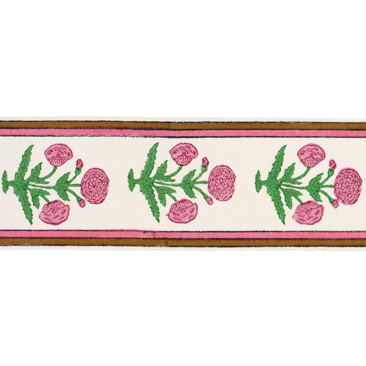 Schumacher Pink Poppy Hand Block Trim