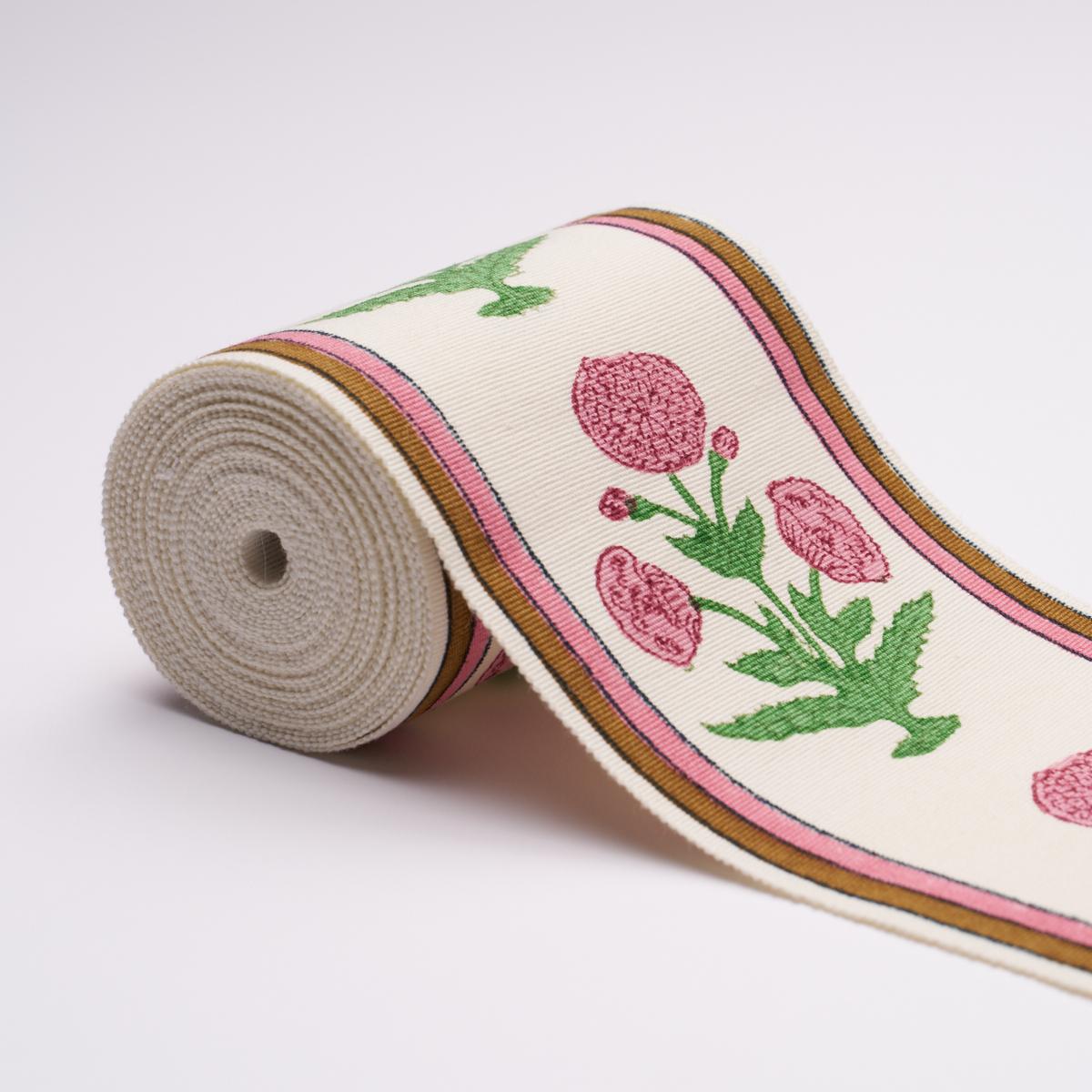 Schumacher Pink Poppy Hand Block Trim