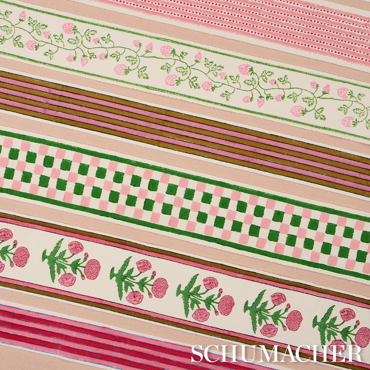 Schumacher Pink Poppy Hand Block Trim