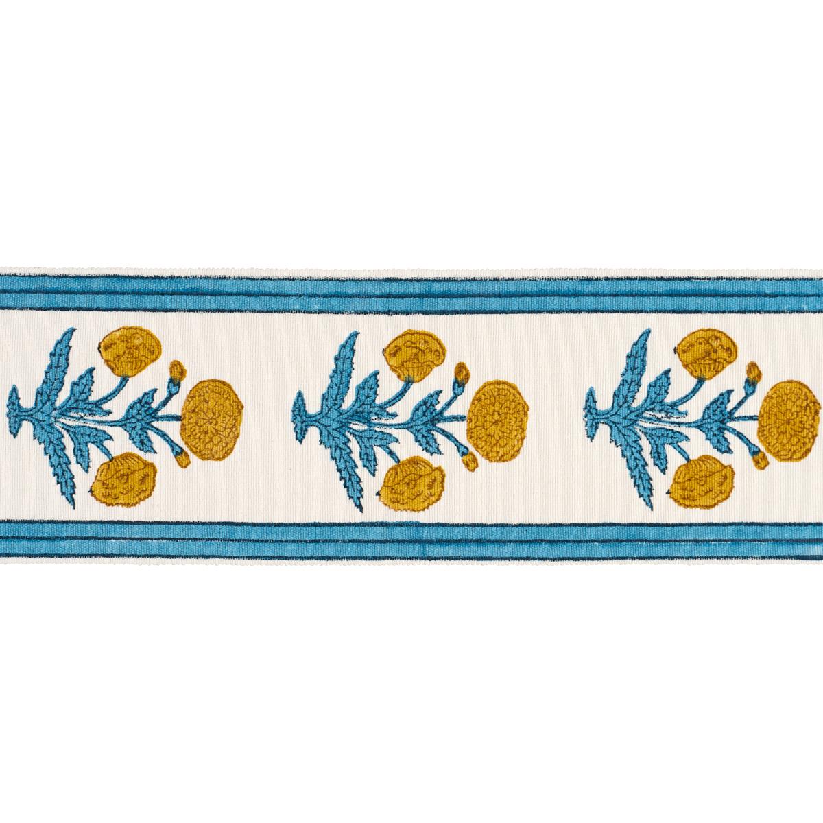 Schumacher Blue Poppy Hand Block Trim