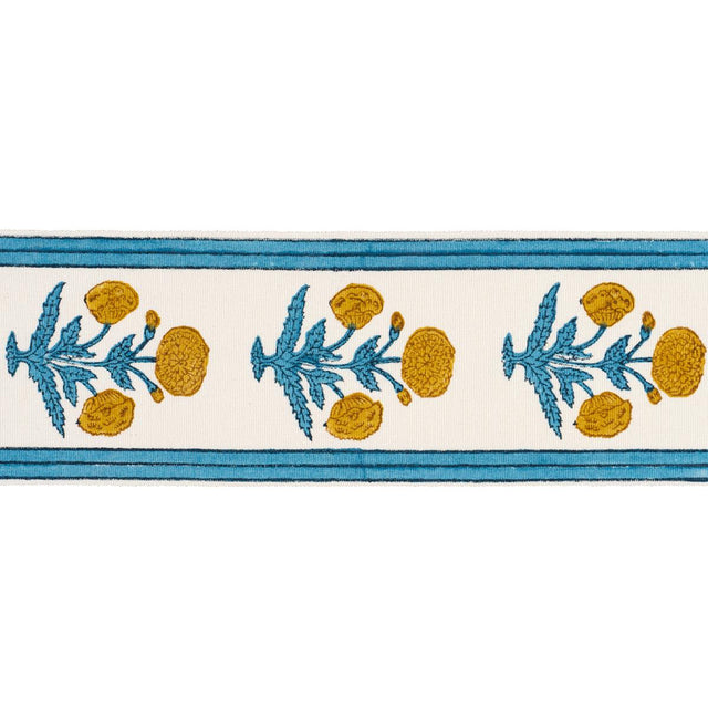 Schumacher Blue Poppy Hand Block Trim