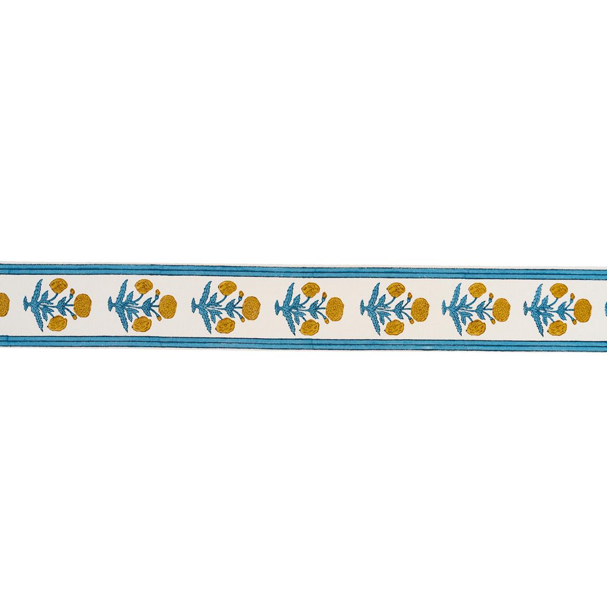 Schumacher Blue Poppy Hand Block Trim