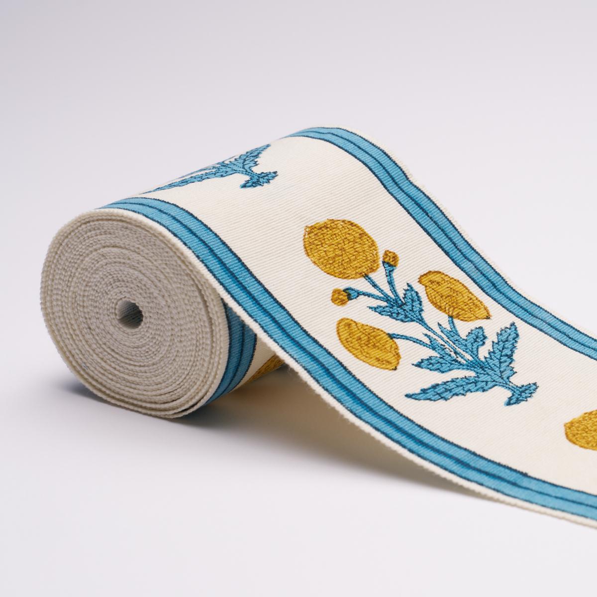 Schumacher Blue Poppy Hand Block Trim