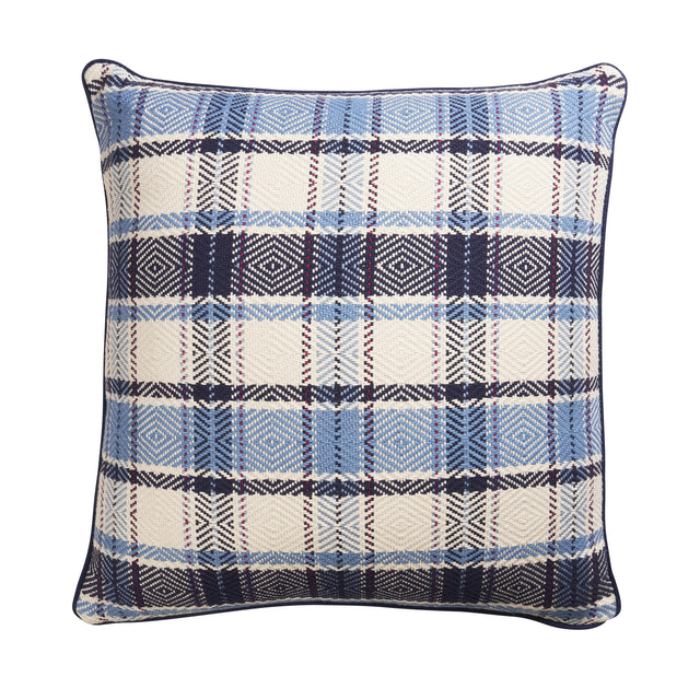 Schumacher Indigo 22" x 22" Heidi Plaid Pillow