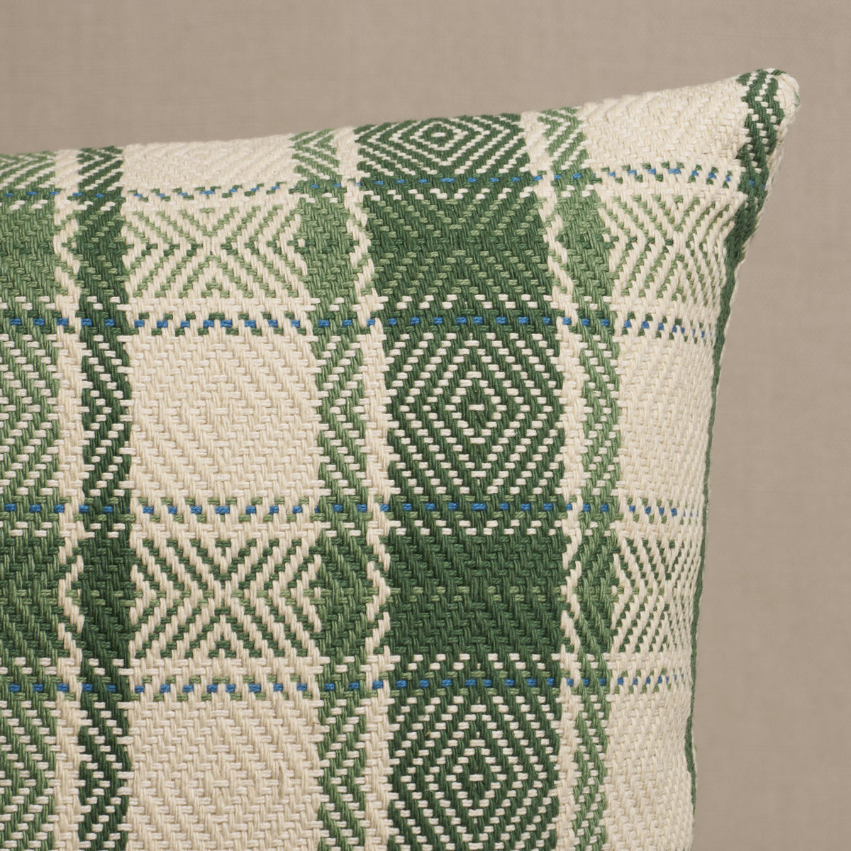 Schumacher Leaf 18" x 18" Heidi Plaid Pillow