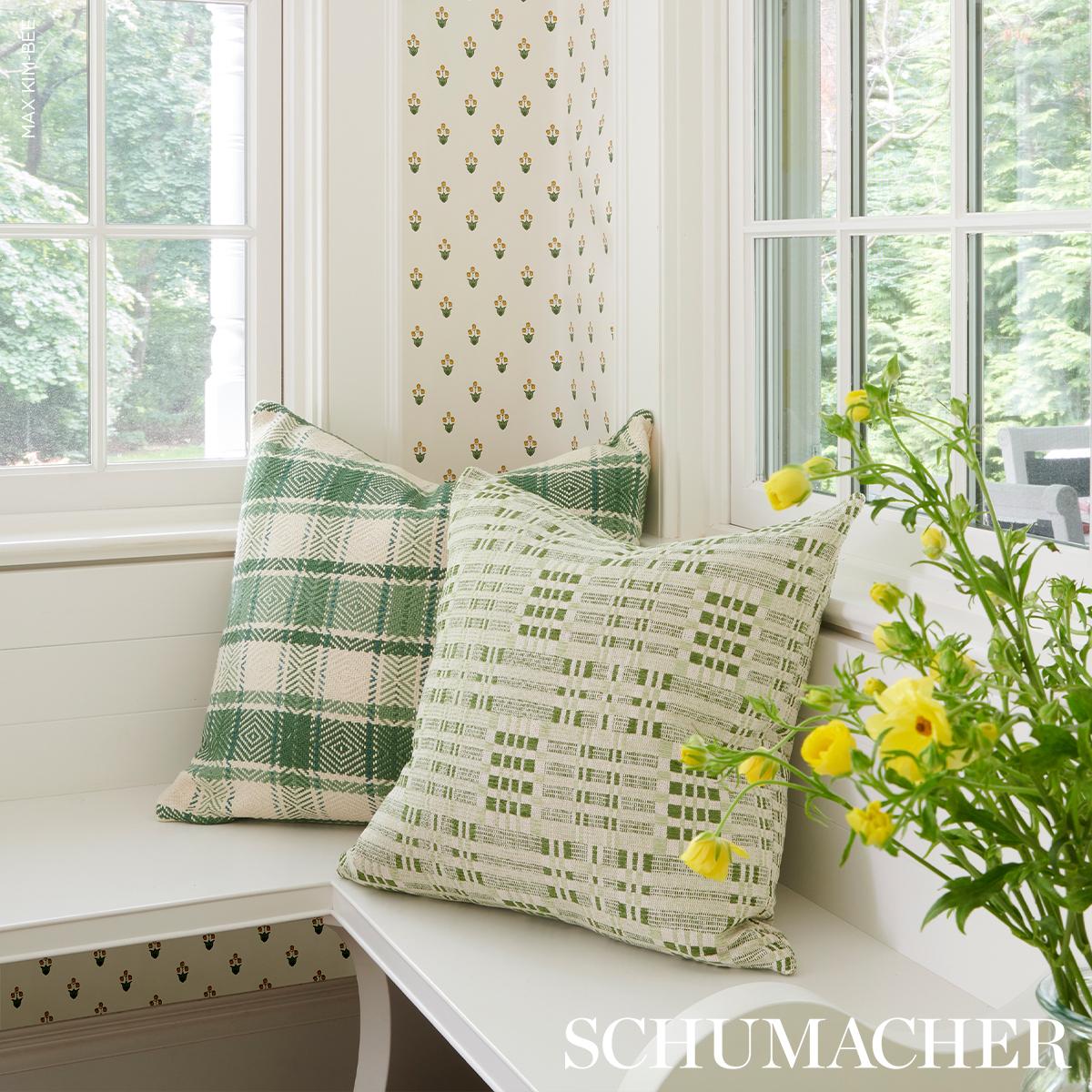 Schumacher Leaf 18" x 18" Heidi Plaid Pillow