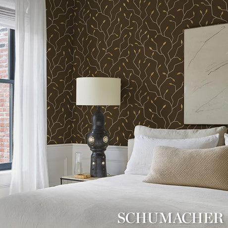 Schumacher Cymbeline Chocolate Wallpaper