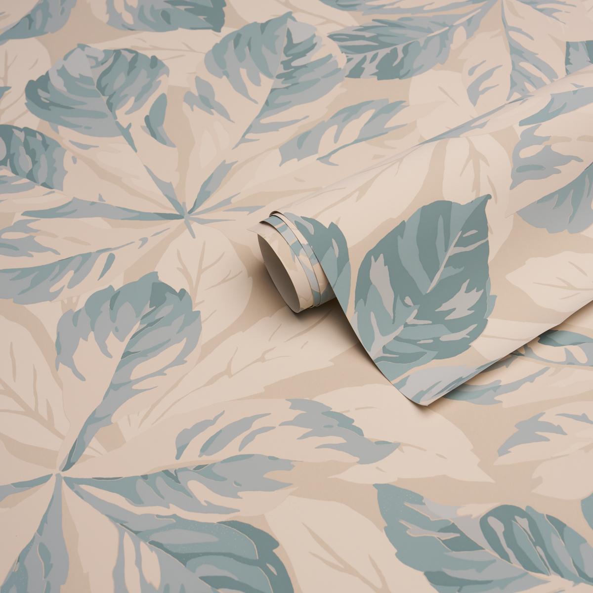Schumacher Arboreal Handprint Blue Wallpaper