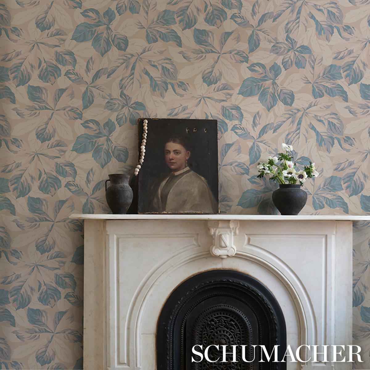 Schumacher Arboreal Handprint Blue Wallpaper