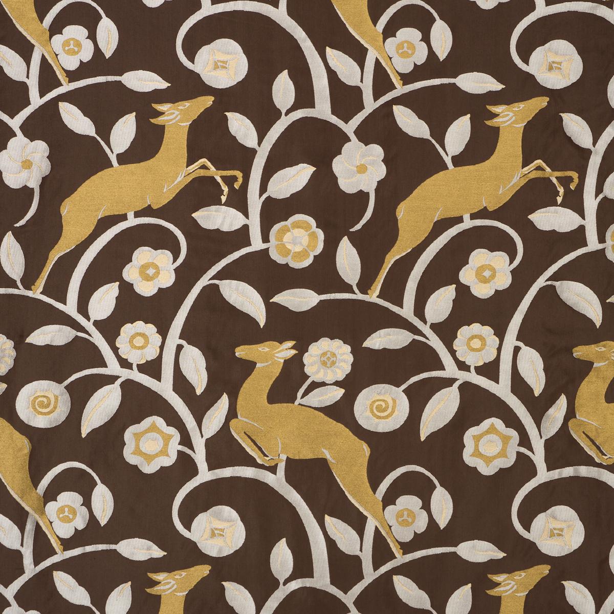 Schumacher Les Gazelles Au Bois Chocolate Fabric