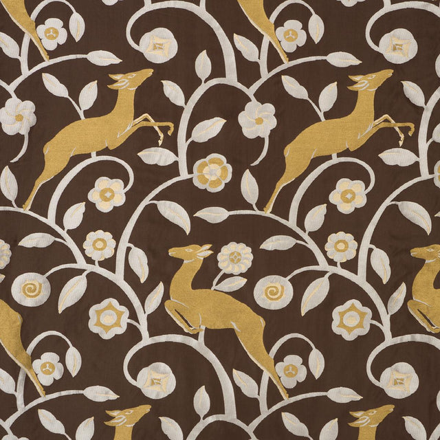 Schumacher Les Gazelles Au Bois Chocolate Fabric