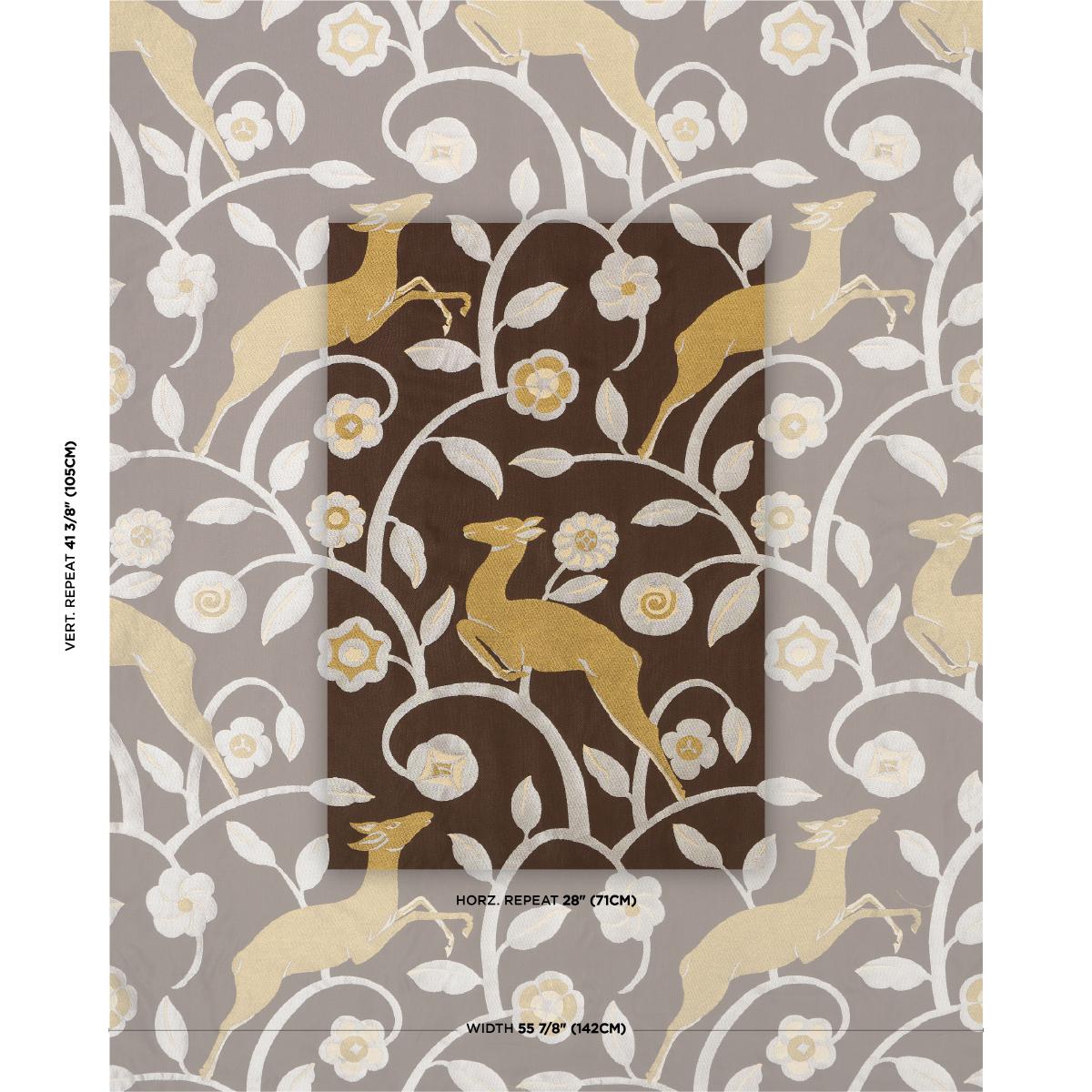 Schumacher Les Gazelles Au Bois Chocolate Fabric