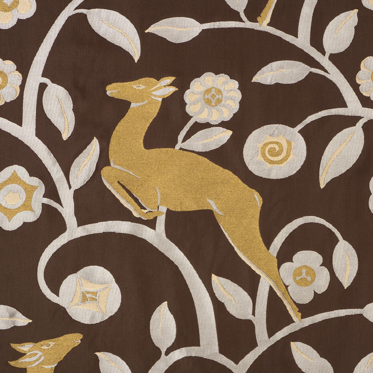Schumacher Les Gazelles Au Bois Chocolate Fabric