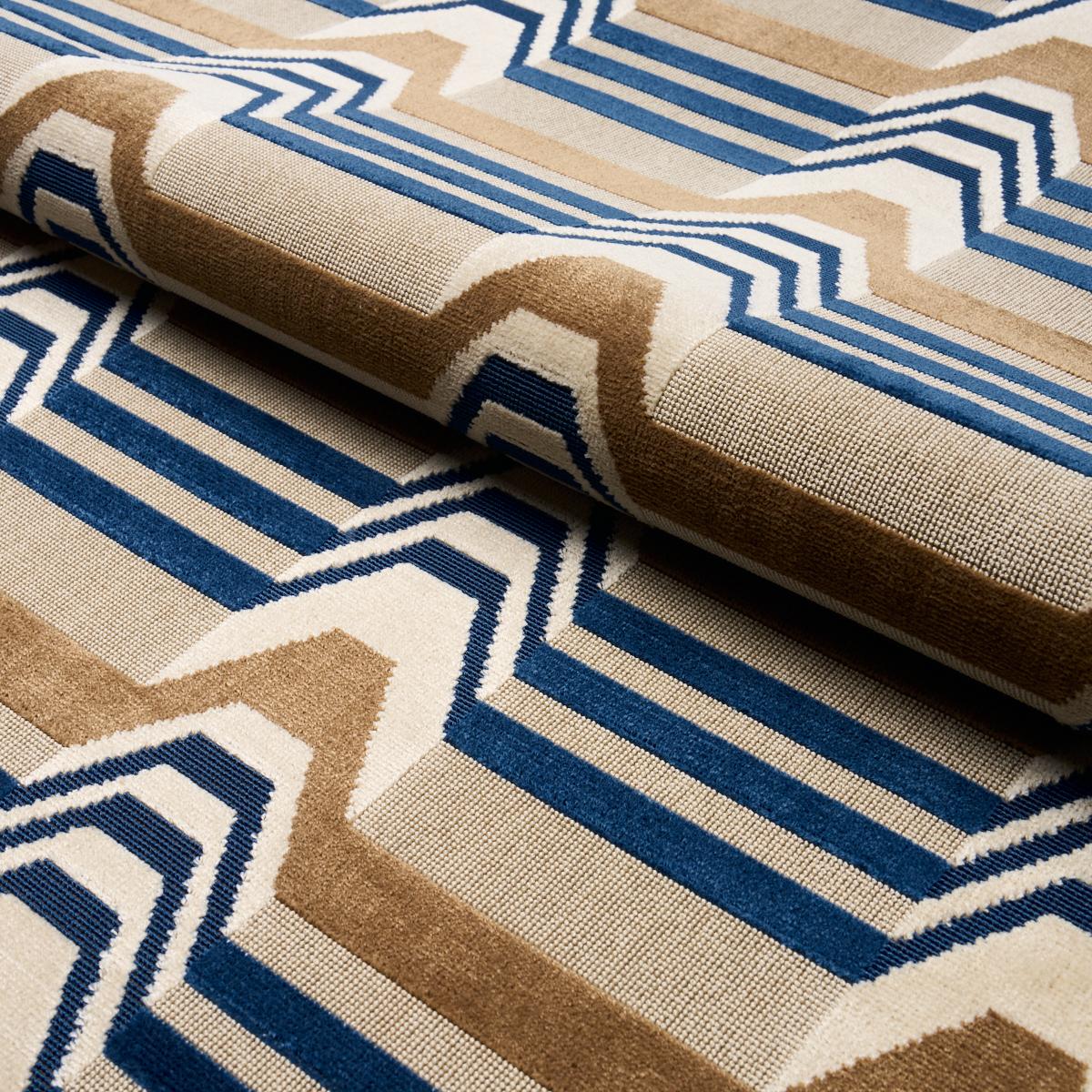 Schumacher Aldo Velvet Cadet & Camel Fabric