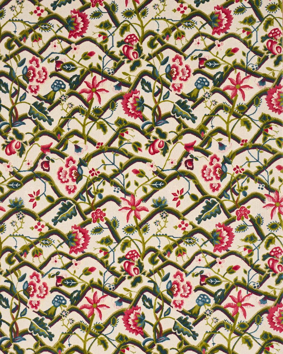 Schumacher Jacobean Garden Velvet Mulberry & Leaf Fabric