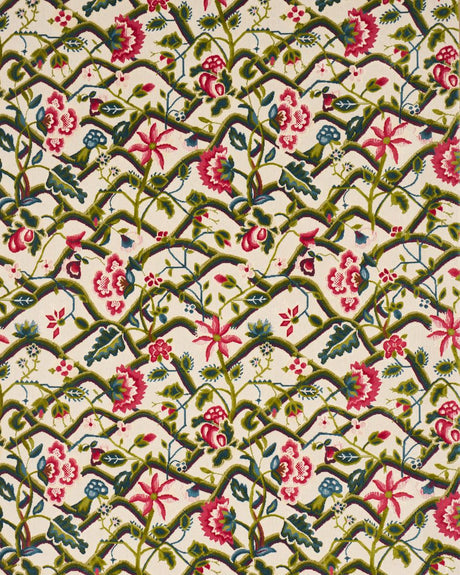 Schumacher Jacobean Garden Velvet Mulberry & Leaf Fabric