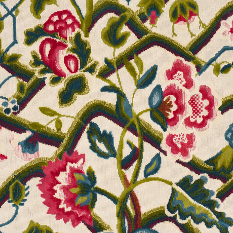 Schumacher Jacobean Garden Velvet Mulberry & Leaf Fabric